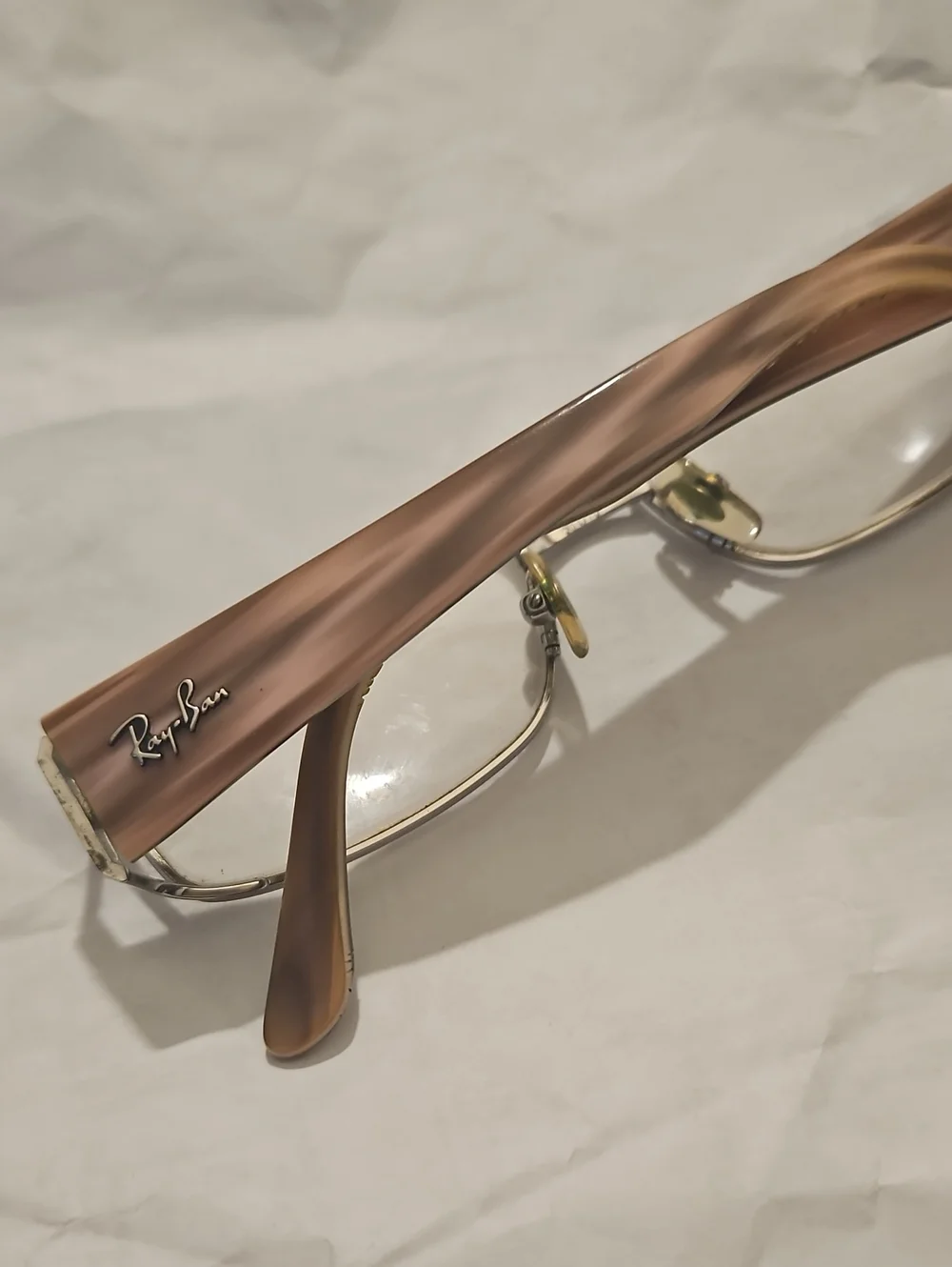 Ray-Ban Rectangular Metal Glasses in Silver and Brown